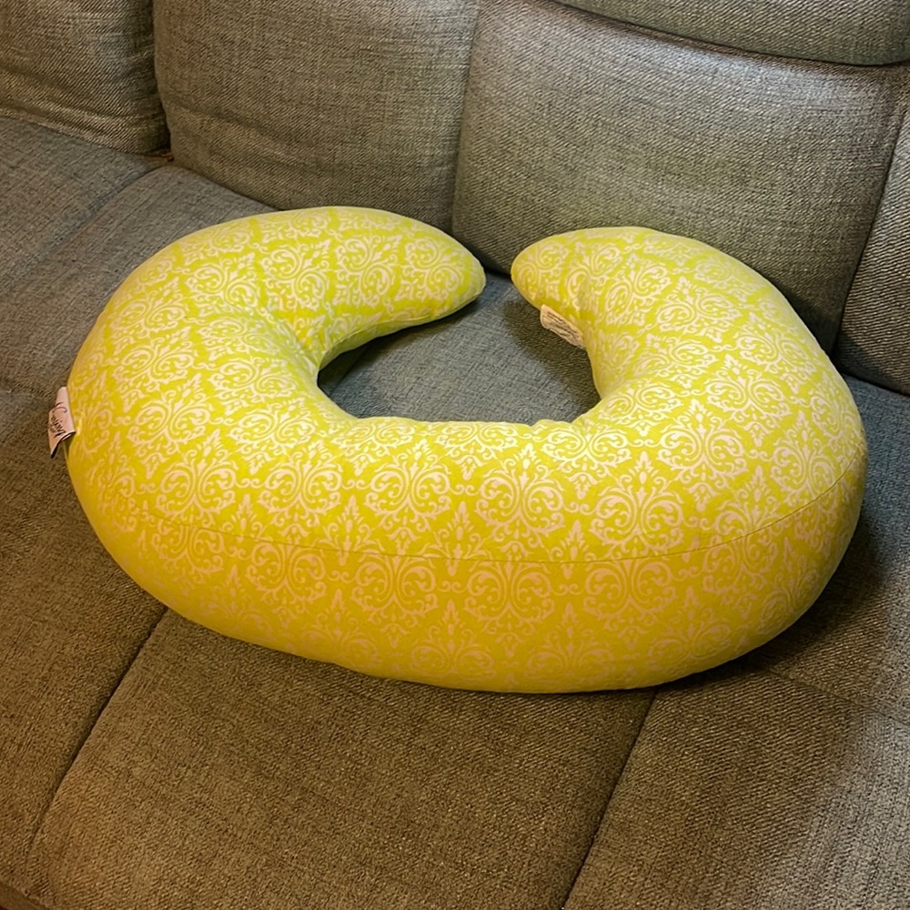 Nursing pillow for breastfeeding colored lime green and white